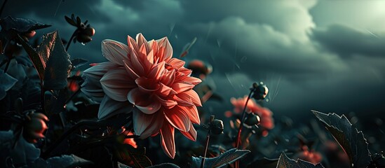 No matter how beautiful life is like a flower it is dark when it is covered with dark clouds. Creative Banner. Copyspace image - obrazy, fototapety, plakaty