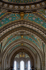 Fototapeta premium Interior of Basilica of Notre Dame de Fourviere in Lyon, France.'