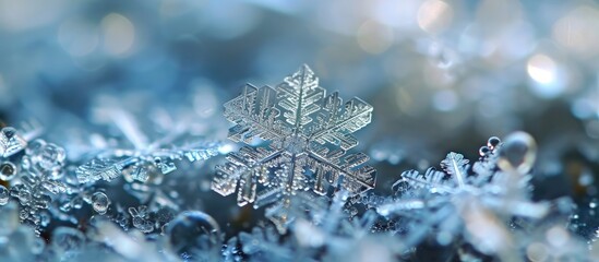 Snowflake isolated on white background macro photo of real snow crystal captured on glass This is fernlike dendrite crystal very common type of big and complex snowflakes with traditional look