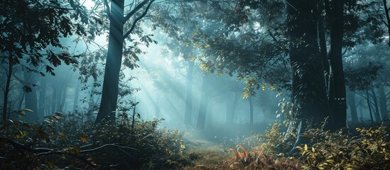 The most beautiful forest with mystical and mysterious views and atmospheric sunrises in the early...