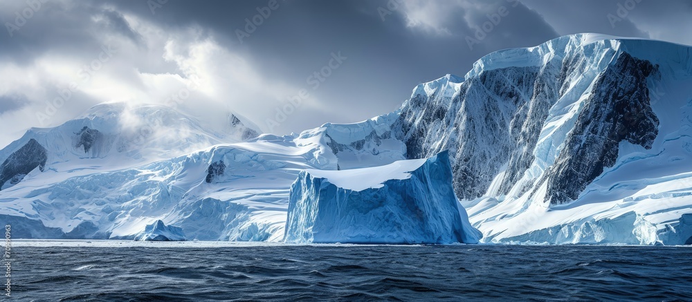 Aufkleber view to drake passage from the edge of a melting glacier on king george island in antarctica. creati