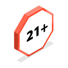 3D Isometric Flat Vector Set of Sensitive Content Signs, Under Age Content. Item 3