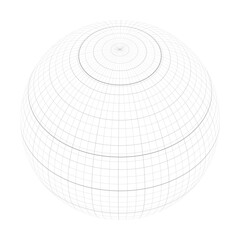 Earth planet globe grid of meridians and parallels, or latitude and longitude. Thick marked Equator, Tropic of Cancer, Tropic of Capricorn, Arctic Circle and Antarctic Circle. Vector illustration