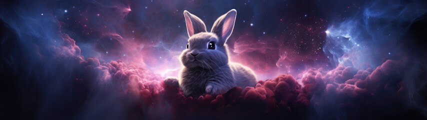 Fototapeta na wymiar Bunny Rabbit with space background
