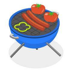 3D Isometric Flat Vector Set of Barbecue Grills, BBQ Tool and Equipment. Item 3