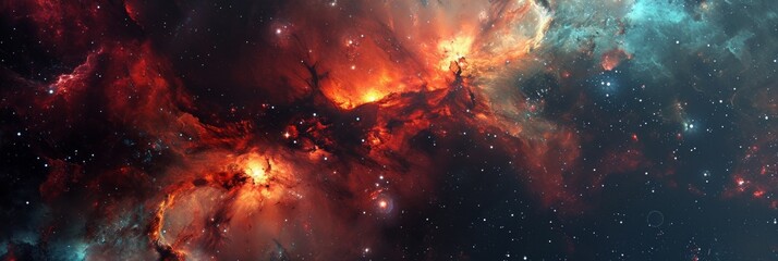 Fototapeta na wymiar A panoramic view of the nebula in the vast expanse of space