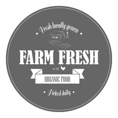 Farm Fresh Products Badge Set Vector Illustration. Contains Images of Barn, Farm Truck, Tractor, Human Hands, Farm Constructions, Tomatoes.. Item 2