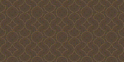 Abstarct horizontal seamless pattern in asian oriental style. Wavy lines. Black and gold. Luxury vector illustration.
