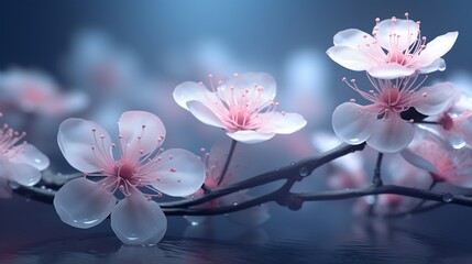 Abstract 3D blossoms emerging with a misty background, ideal for adding your text.