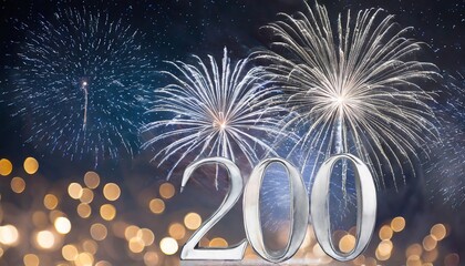 200 written in silver fireworks