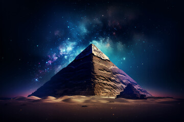 pyramid at night under starry sky generative ai