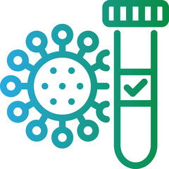 gradient icon green - COVID-19 PCR test icon
A minimalist icon of a virus with a test tube, symbolizing COVID-19 testing, PCR tests, or virus detection