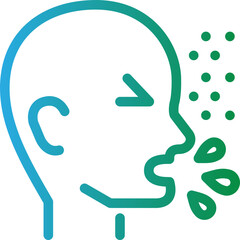 gradient icon green - Person sneezing
A minimalist icon of a person sneezing, symbolizing colds, allergies, or respiratory illness