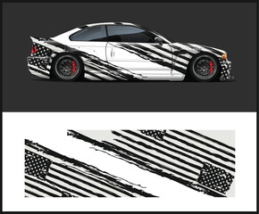 Racing car wrap design vector. Graphic abstract stripe racing background - obrazy, fototapety, plakaty