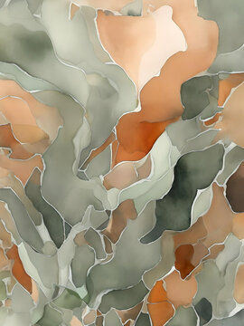 Abstract terracotta and sage green watercolor minimalist organic image