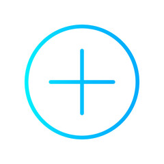 Obraz premium blue white gradient icon - Add plus batton circle