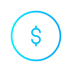 blue white gradient icon - search dollar loupe
