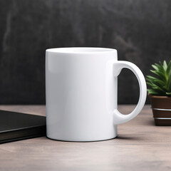 Fototapeta premium Fotografia de estilo mockup con detalle de taza de ceramica de color blanco