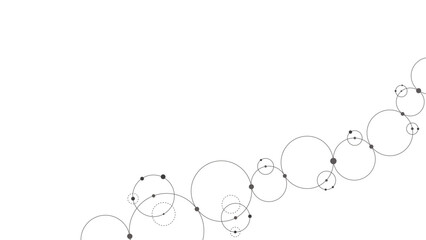 Technology abstract background. Abstract geometric background. Connected circles. Network of circles.