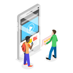 3D Isometric Flat Vector Illustration of Mobile Interface Design, Effective and Responsive App Interface. Item 2