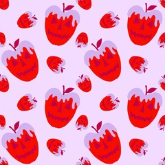 Halloween fruit seamless apples pattern for wrapping paper and fabrics and linens and kids clothes print