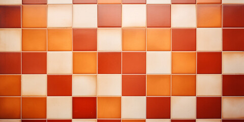 Background with small white, orange and red colored rectangular tiles