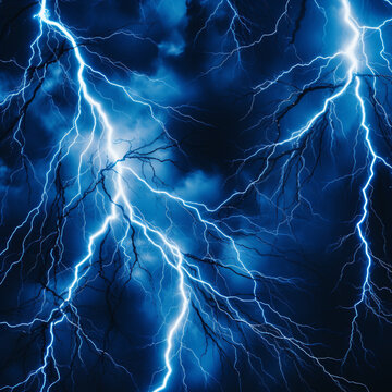Fondo con detalle de multitud de relampagos de tonos azules y fondo oscuro