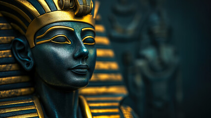 Ancient statue of pharaoh. Female Egyptian Pharaoh