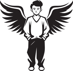 Celestial Strategy Angel Investor’s Monochrome Emblem Nimbus Investments Male Investor’s Vector Wings