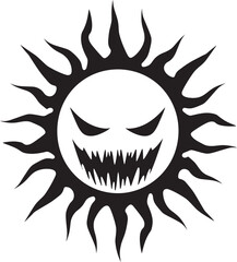 Fiery Solstice Vector Fury in Black Rage filled Blaze Angry Sun Icon