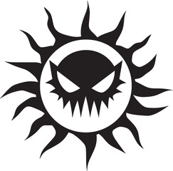 Raging Radiance Black Angry Sun Emblem Eclipsed Fury Angry Sun in Vector Form