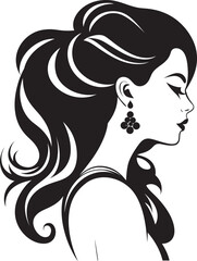Divine Charm Vector Icon of Graceful Beauty Radiant Persona Black Silhouette of Femininity