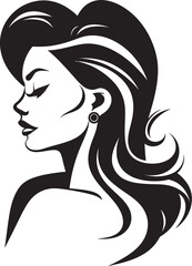 Captivating Grace Black Emblem of a Woman Sleek Persona Vector Silhouette of Elegance