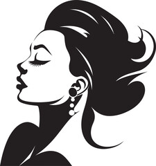 Radiant Grace Black Profile of Beauty Serene Shadows Vector Womans Silhouette
