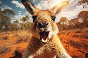 Happy Selebrating the spirit of Australia: a joyful Australia day with flags, kangaroos, and national pride in a festive and patriotic atmosphere. pride, joy, and a sense of unity