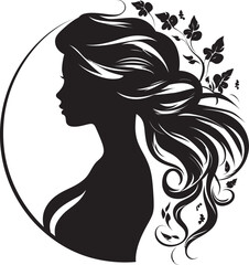 Serene Shadows Vector Womans Silhouette Sublime Beauty Black Iconic Woman