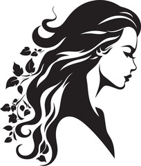 Ethereal Elegance Womans Silhouette Logo Radiant Grace Black Profile of Beauty