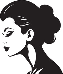 Mystical Elegance Womans Face in Silhouette Chic Profile Black Vector of Feminine Beauty
