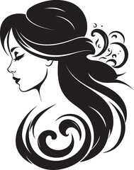 Ethereal Shadows Iconic Womans Silhouette Sleek Persona Black Logo of Beauty