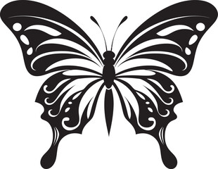 Obraz premium Majestic Soar Iconic Black Butterfly Enigmatic Wings Vector Butterfly Emblem