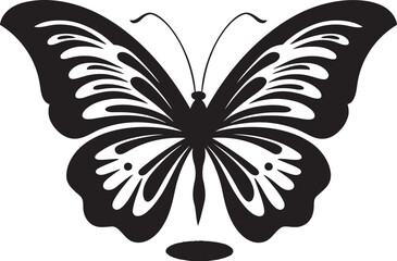 Sublime Glide Iconic Silhouette in Black Elegant Soar Vector Butterfly Emblem