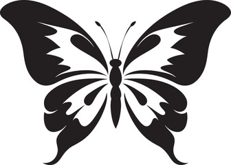 Serene Soar Black Emblem of Butterflies Majestic Flutter Vector Butterfly Emblem