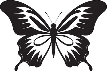 Ethereal Soar Iconic Butterfly Silhouette Serenity Glide Black Butterfly Emblem