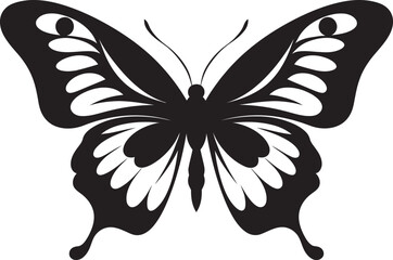 Ethereal Soar Black Butterfly Silhouette Serenity Flight Vector Butterfly Emblem