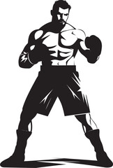 Sparring Gladiator Silhouetted Boxer Punch Force Iconic Black Boxer