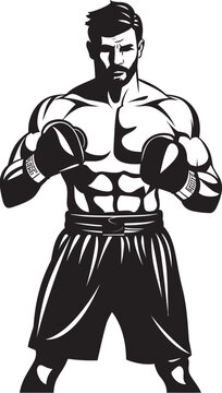 Ring Warrior Iconic Boxer Silhouette Jab Legend Vector Black Emblem