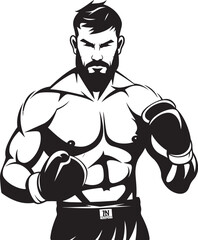 Jab Champion Black Boxer Silhouette Gloved Dynamo Emblematic Vector Boxer