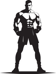 Fototapeta na wymiar Sparring King Vector Boxer Man Emblem Brawl Dynamo Cartoon Boxer Silhouette