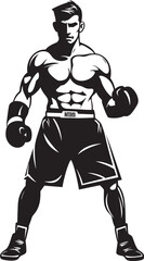 Fototapeta na wymiar Champion Jab Vector Boxer Man Design Ring Warrior Black Logo of Boxer Icon
