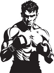 Knockout Puncher Iconic Boxer Silhouette Gloved Dynamo Black Vector Boxer Man